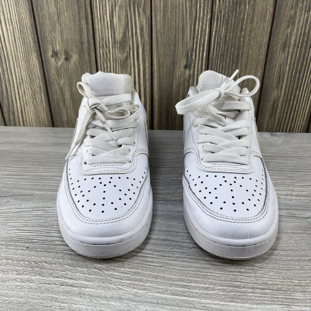 Nike Court Vision Low Triple White Leather Sneakers Women's Size: 7 - Picture 4 of 16